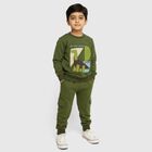 Boys' Olive Round Neck Graphic Baba Suit, ओलिव, small image number null