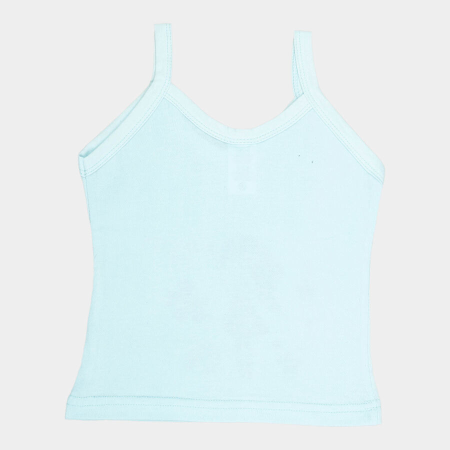 Girls Cotton Solid Vest, Aqua, large image number null