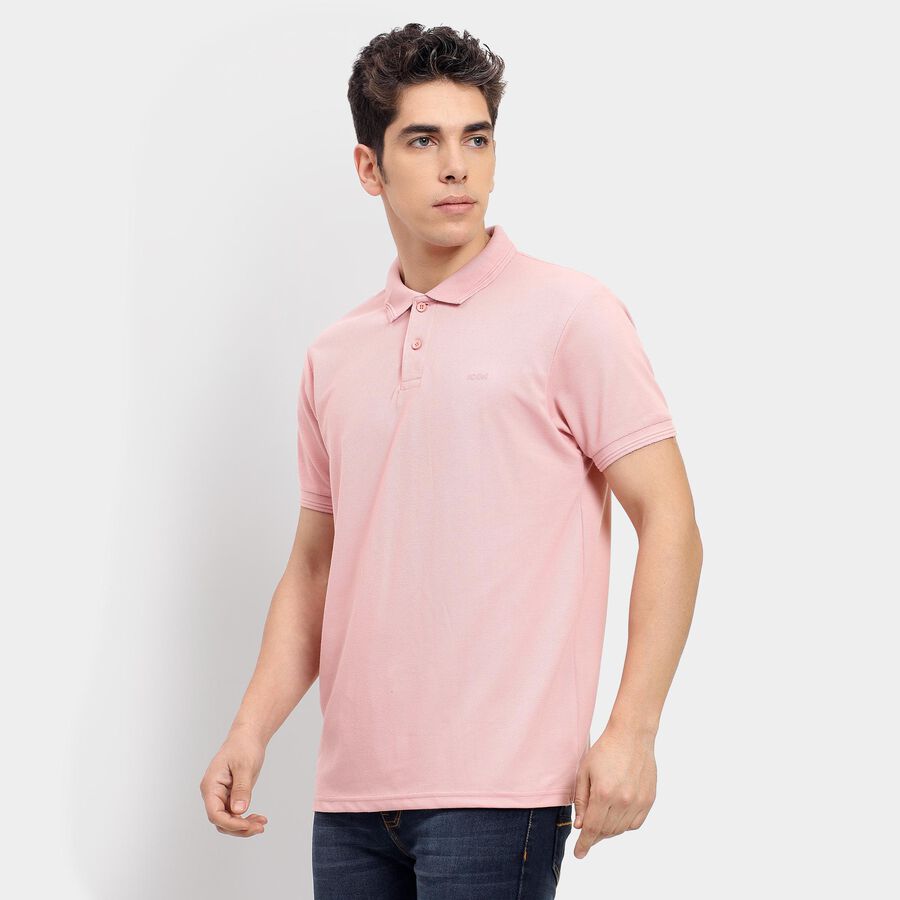 Men's Collared Half Sleeves T-Shirt , Light Pink, large image number null