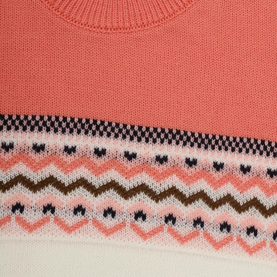 Infants Soft Coral Pink Round Neck Regular Fit Pullover, Pink, large image number null