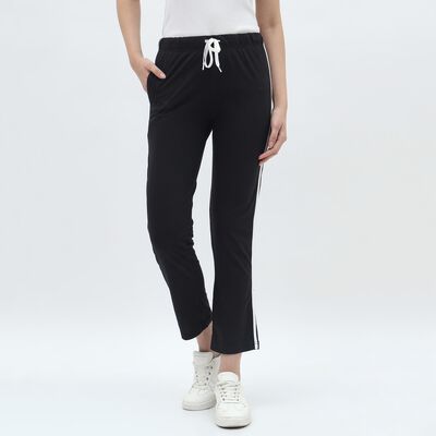 Women's Black Regular Fit Track Pants