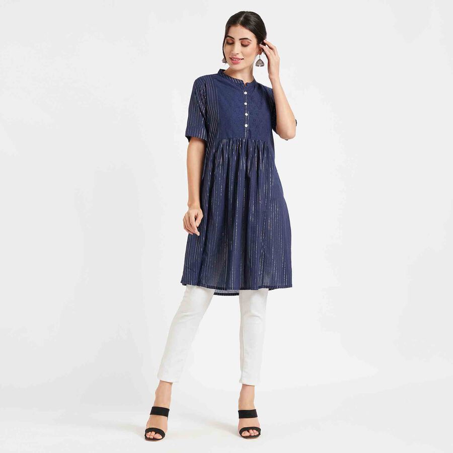 Printed Kurta, Dark Blue, large image number null