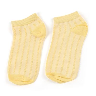 Girls' Light Yellow Regular Fit Textured Ankle-Length Socks