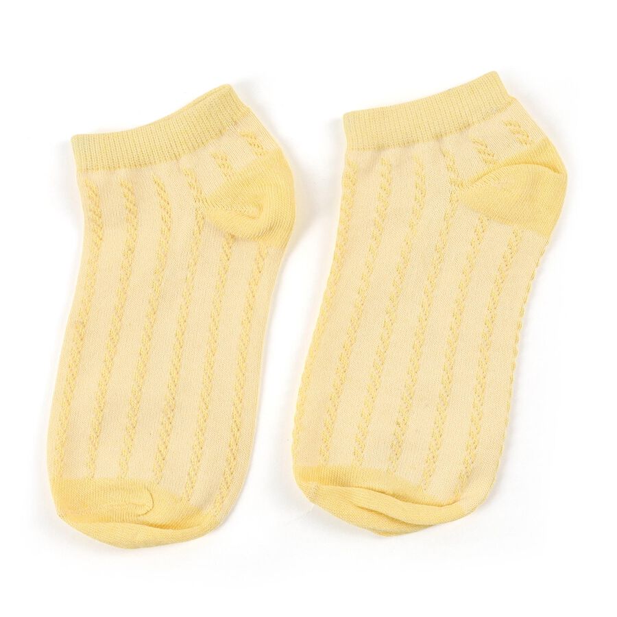 Girls' Light Yellow Regular Fit Textured Ankle-Length Socks, Yellow, large image number null