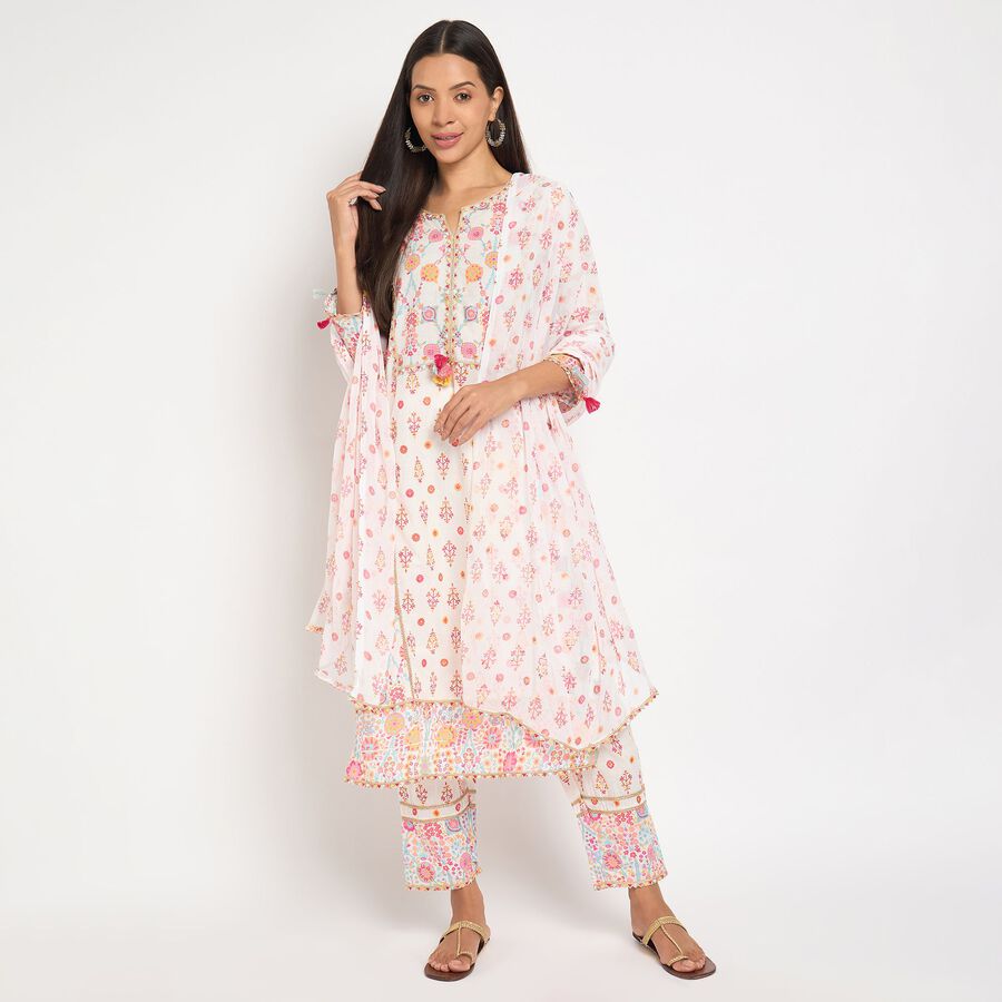 Ladies' 100% Cotton Ethnic Set, गुलाबी, large image number null
