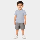 Boys Light Blue Polo Neck Printed Baba Suit, मध्यम नीला, small