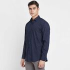 Printed Cotton Formal Shirt, Navy Blue, small image number null