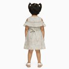 Girls' Pastel Floral Cold Shoulder Ruffle Frock, Off White, small image number null