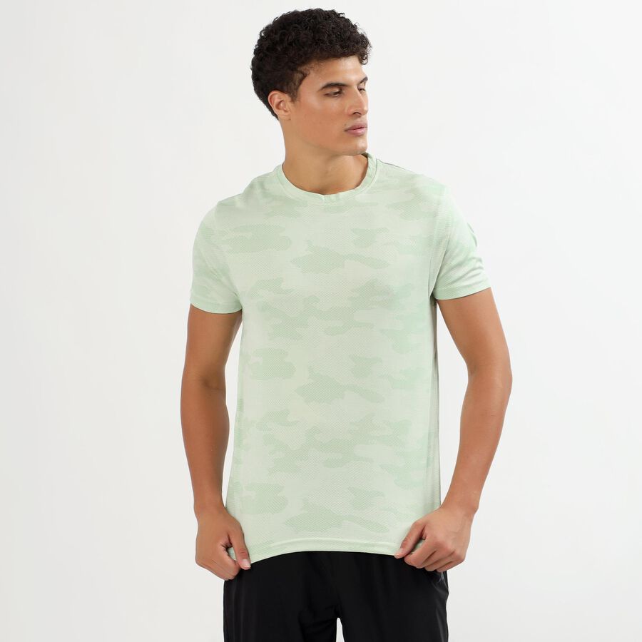 Men's Light Sage Green Crew Neck Athleisure T-Shirt, Light Green, large image number null