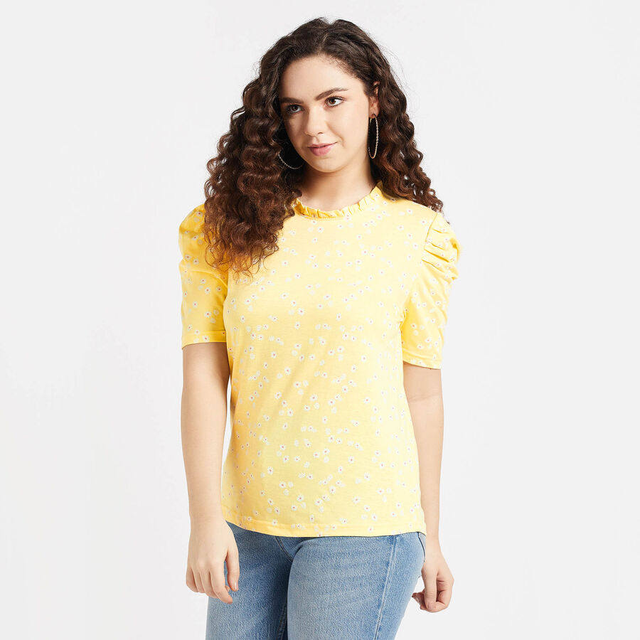 Cotton Regular Length Top, Yellow, large image number null
