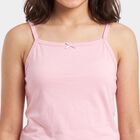 Girls Pink Cotton Square Neck Sleeveless Vest, हल्का गुलाबी, small