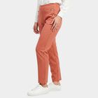 Women's Pink Straight Fit Button Detail Trousers, गुलाबी, small