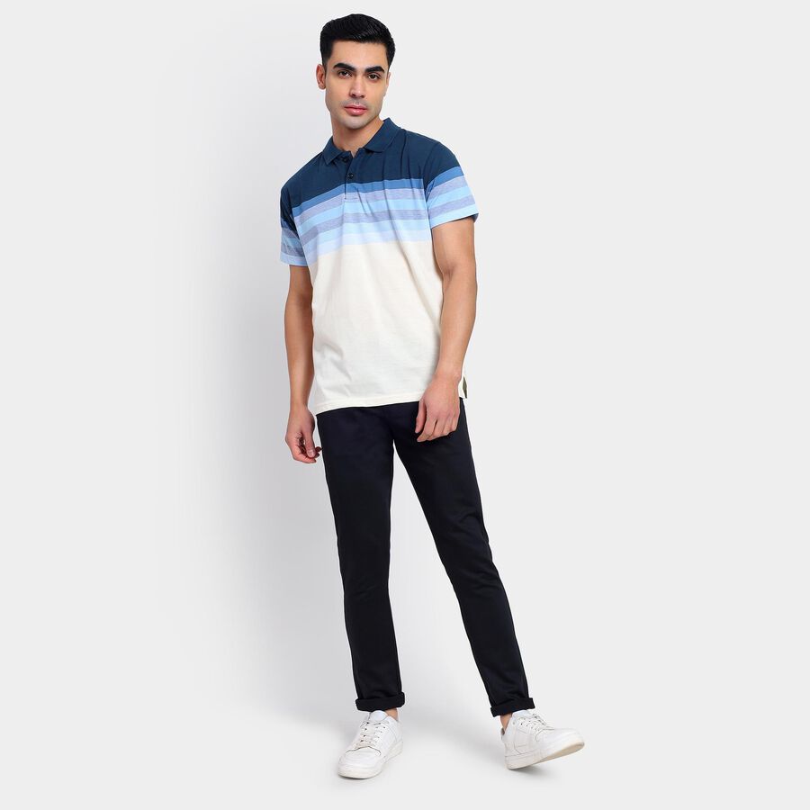Men's Collared Half Sleeves T-Shirt , Mid Blue, large image number null