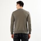 Men's Muted Olive Green Crew Neck Casual Pullover, Olive, small image number null