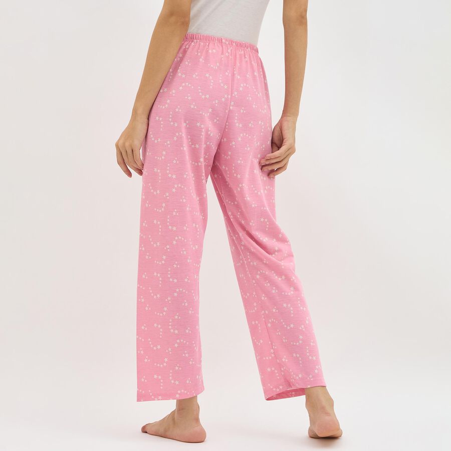 Women's Soft Pink Star Printed Full-Length Pyjama, Light Pink, large image number null