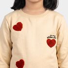 Girls' Cream Crew Neck Pullover Sweatshirt, ऑफ व्हाइट, small