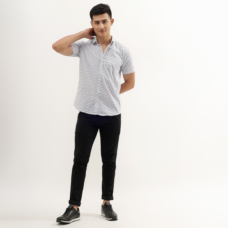 Men's Snow White Cotton Regular Collar Casual Shirt, White, large image number null