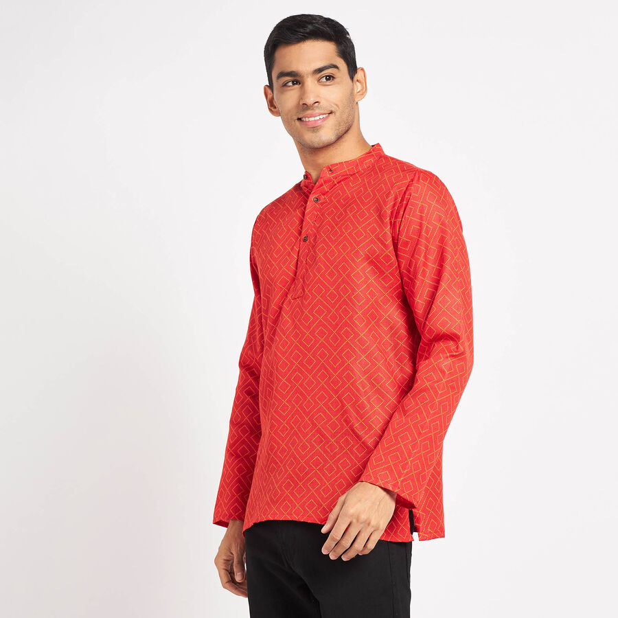 Printed Regular Kurta, Red, large image number null