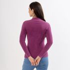 Women's Rich Purple High Neck Fitted Pullover, बैंगनी, small image number null