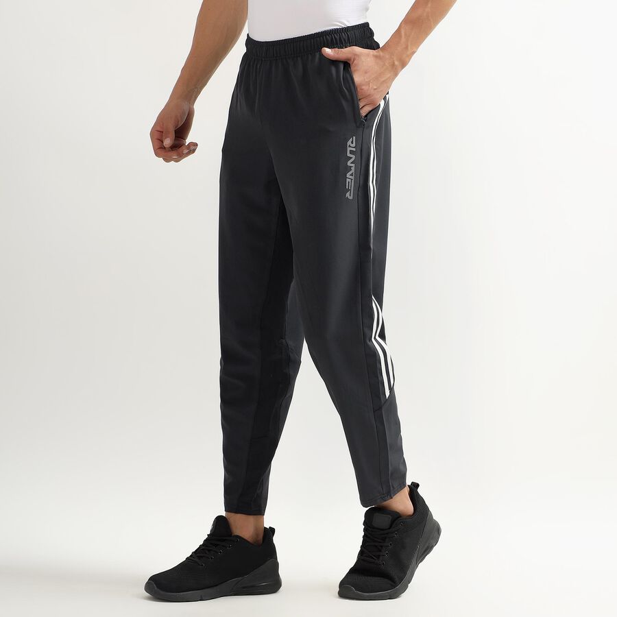 Unisex Charcoal Black Regular Fit Active Track Pants, Dark Grey, large image number null