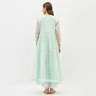 Women's Light Mint Green Round Neck Embroidered Layered Kurta, Aqua, small image number null