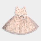 Girls' Soft Peach Embroidered Party Wear Frock, Light Pink, small image number null