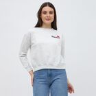 Women's Light Grey Crew Neck Casual Sweatshirt, Melange Light Grey, small image number null