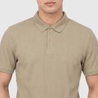 Men's Beige Collared Polo Collared Half Sleeves T-Shirt, गहरा पीला, small