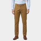 Men's Beige Slim Fit Casual Trousers, खाकी, small