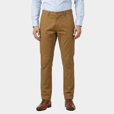Men's Beige Slim Fit Casual Trousers