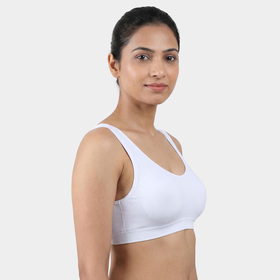 Women's White Wireless Seamless Everyday Bra, White, large