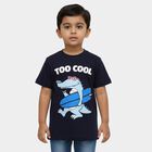 Boys Navy Blue Cotton Crew Neck Casual T-Shirt, Navy Blue, small