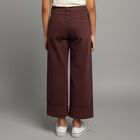 Girls' Deep Burgundy Wide Leg Cotton Jeans, वाइन, small image number null