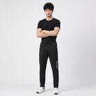 Men's Black Slim Fit Reflective Stripe Track Pants, काला, small