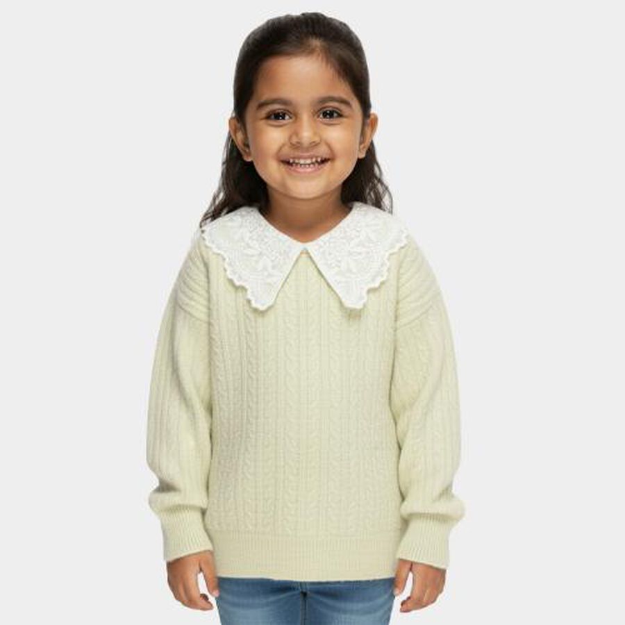 Girls' Light Sage Green Peter Pan Collar Classic Pullover, Light Green, large image number null