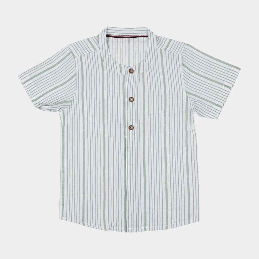 Infants Light Green Cotton Half Sleeve Classic Casual Shirt, Light Green, large