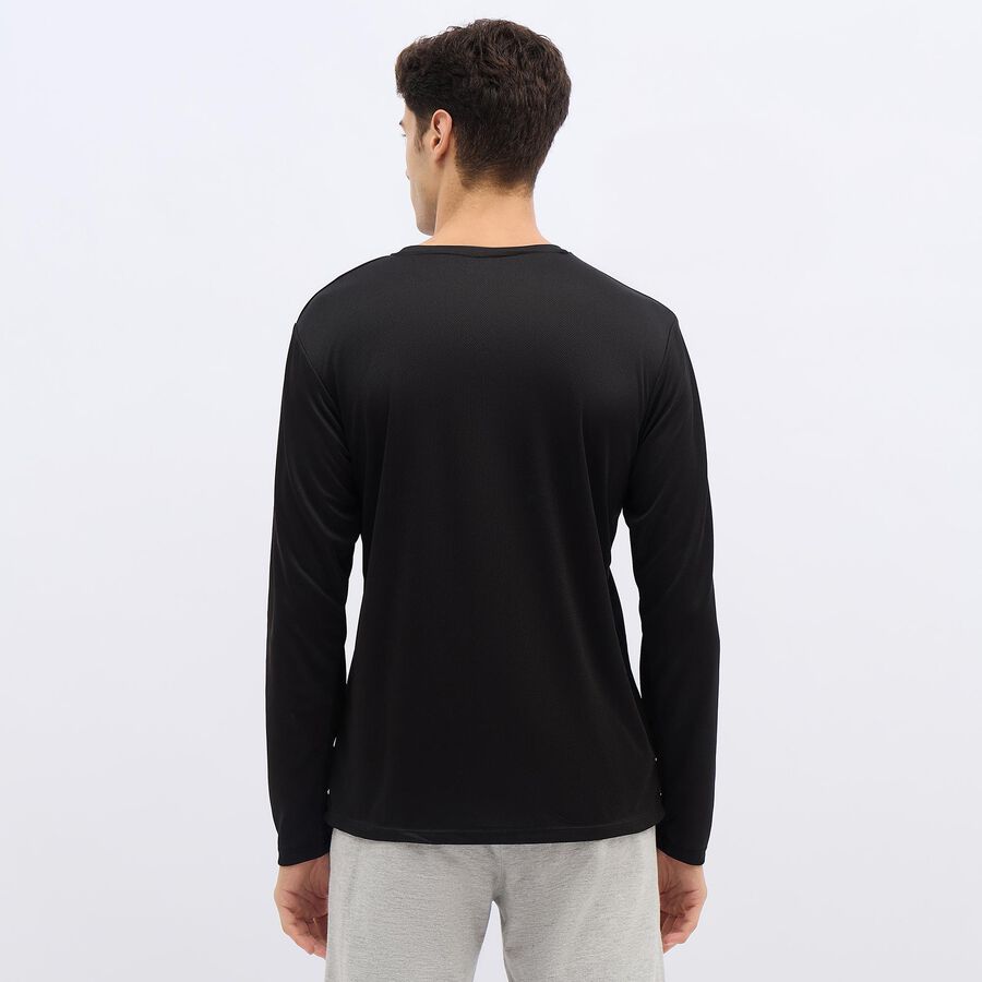 Men's Jet Black Crew Neck Casual T-Shirt, काला, large image number null
