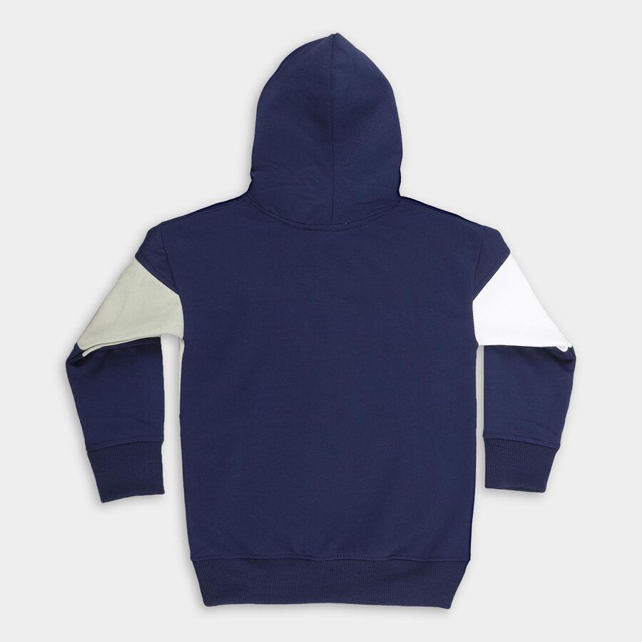Boys Deep Midnight Navy Blue Hooded Neck Casual Sweatshirt, नेवी ब्लू, large image number null