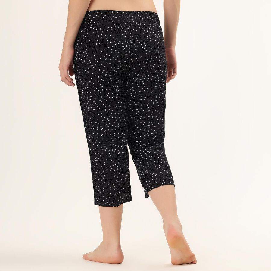 Women's Black Regular Fit Elasticated Waist Capri, काला, large