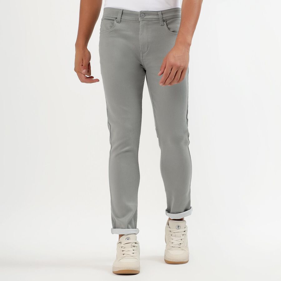 Men's Light Gray Slim Fit Jeans, हल्का हरा, large image number null