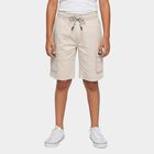 Boys' Beige Regular Fit Elastic Waist Bermuda Shorts, Beige, small