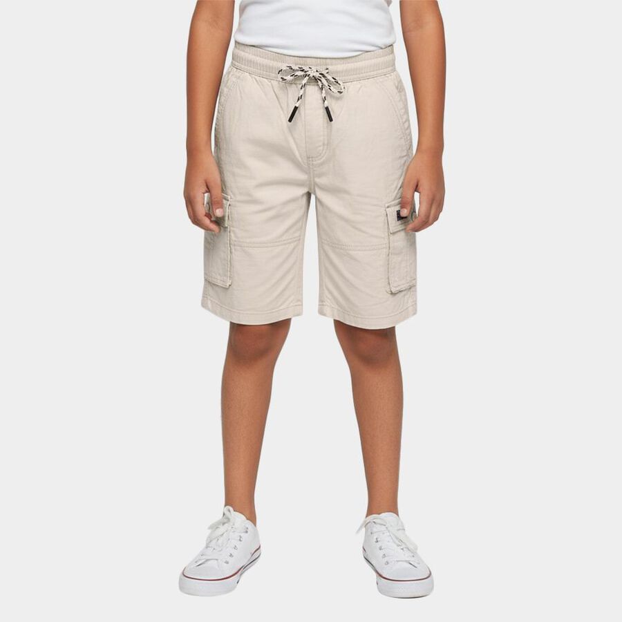Boys' Beige Regular Fit Elastic Waist Bermuda Shorts, Beige, large