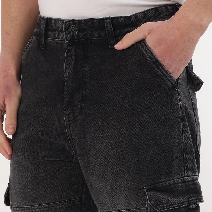 Men's Black Regular Fit 100% Cotton Jeans, काला, large