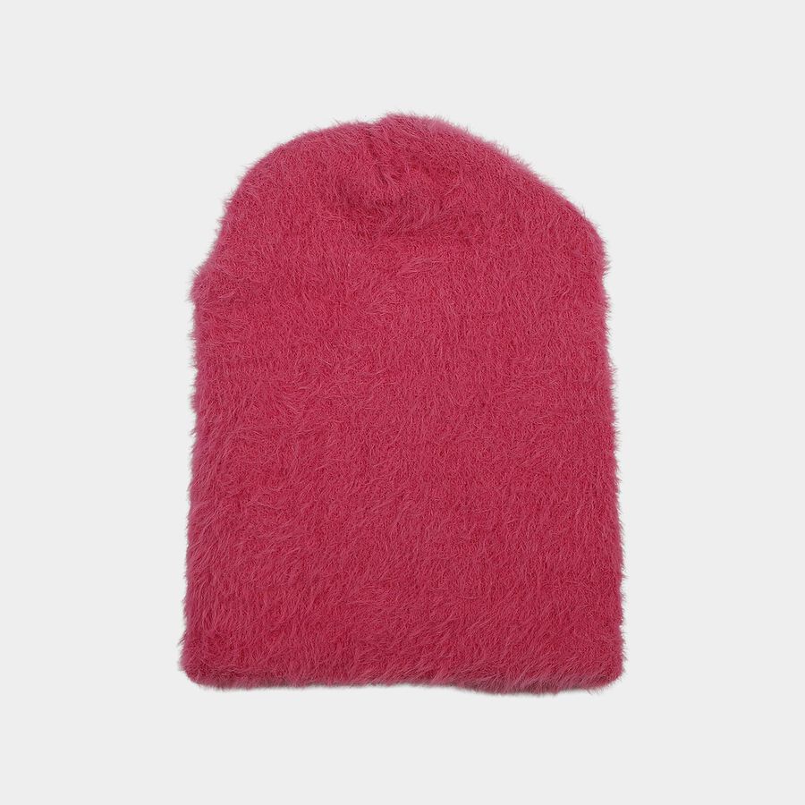Girls' Purple Heart Detail Beanie Cap, बैंगनी, large