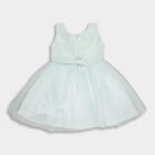 Girls' Soft Aqua Lace Overlay Party Frock, Light Green, small image number null