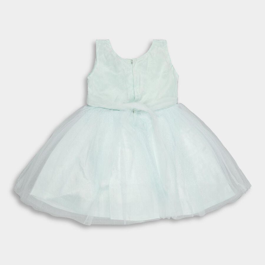Girls' Soft Aqua Lace Overlay Party Frock, Light Green, large image number null