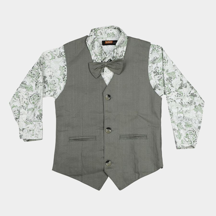 Boys Green Cotton Collar Shirt, Light Green, large
