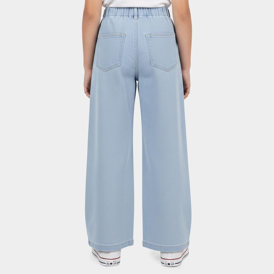 Girls Light Blue Wide Leg Pull-On Jeans, हल्का नीला, large