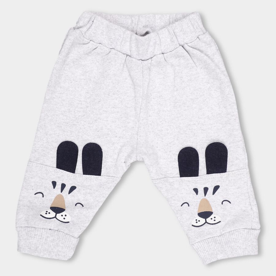 Infants Light Heather Grey Cartoon Printed Cotton Blend Pyjama, Melange Light Grey, large image number null