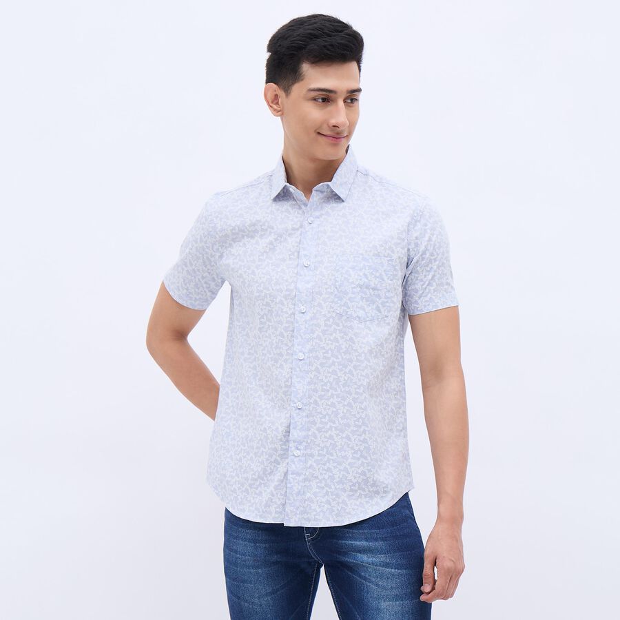 Men's Light Blue Cotton Regular Collar Casual Shirt, Light Blue, large image number null